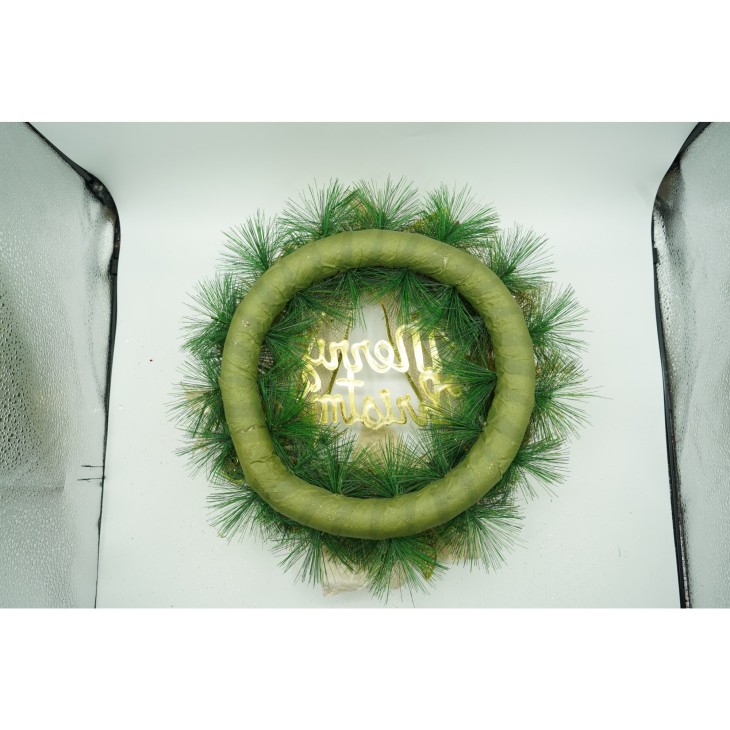 Coronita de Craciun pentru usa, Verde-Auriu, 40 cm, PVC, Artificiala, Decorata, Interior/Exterior, Flippy