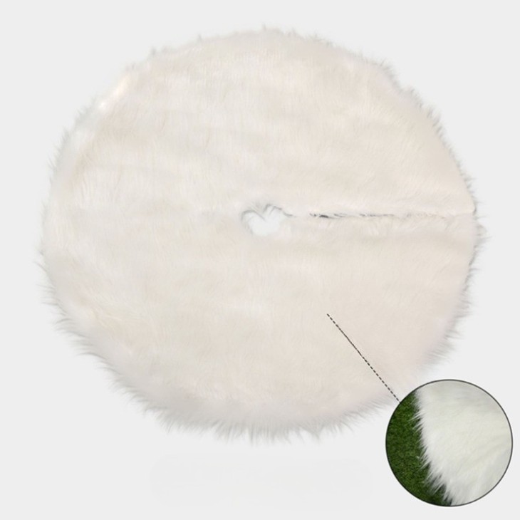 Covor pentru bradul de Craciun White Haipai, diametru 120 cm, blana cu o grosime 4 cm, alb