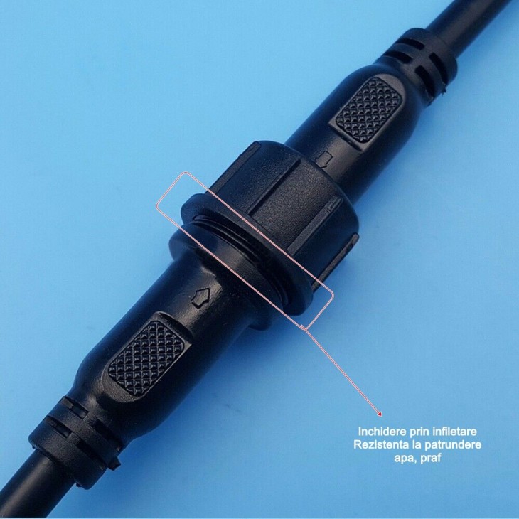 Cablu prelungitor IP65 Flippy,  pentru lampi solare, material cauciuc si cupru, 2 Pini mama- tata, waterproof, 5 metri, negru