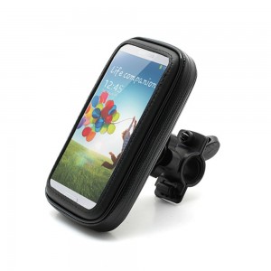 Suport husa telefon mobil Flippy pentru bicicleta si motocicleta, rezistent apa si socuri, touchscreen, 360 rotativ, negru, 4.8 - 5.4 inch