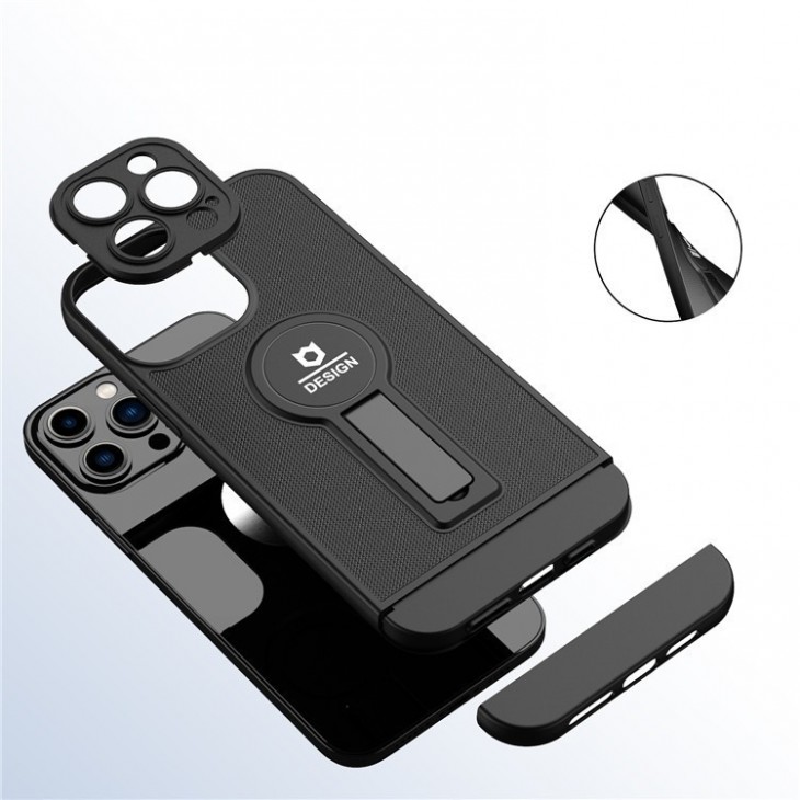 Husa Armor Design cu Stand pentru Apple iPhone 14 Plus (6.7) Negru, Suport Auto Magnetic, Protectie Antisoc, Flippy