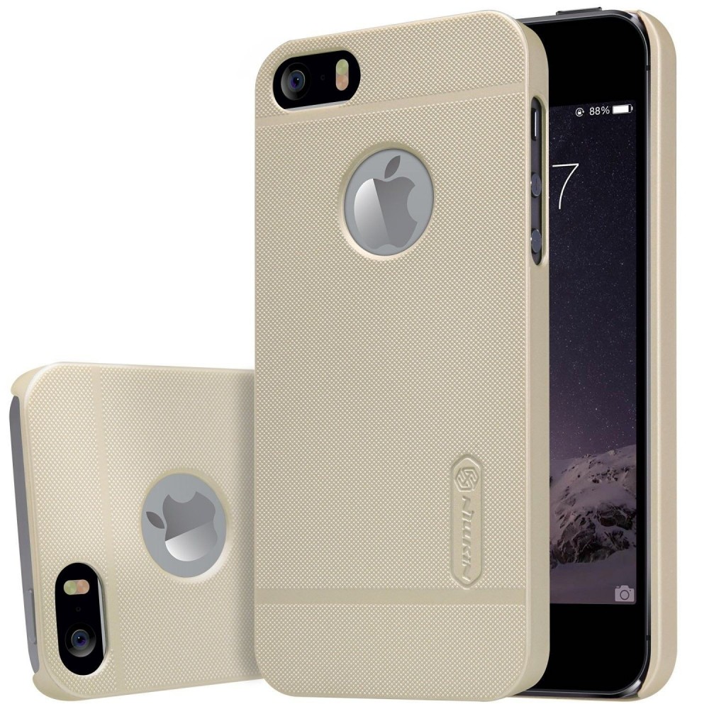 Husa Apple iPhone 5/5S/SE Nillkin Frosted Shield Auriu + Folie de protectie