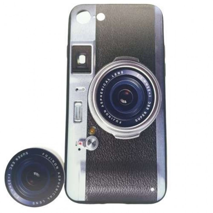 Husa Apple iPhone 7 Plus/8 Plus Multicolor Model Camera Foto Retro + Popsocket inclus