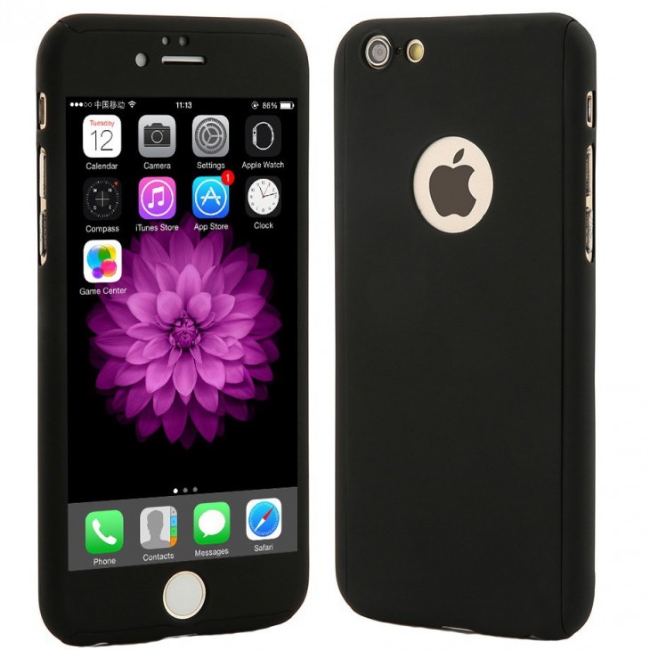Husa Apple iPhone 7 Full Cover 360 Negru + Folie de protectie