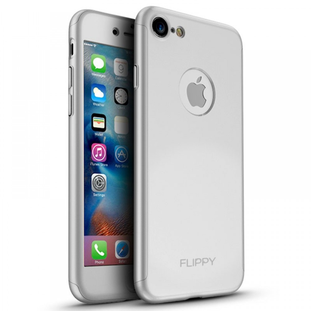 Husa Apple iPhone 7 Premium Full Cover 360 Argintiu + Folie Cadou
