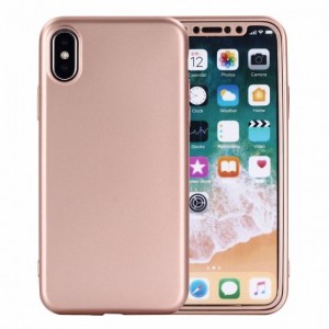 Husa Apple iPhone 7 Full Silicone 360 Roz Auriu + Folie de protectie