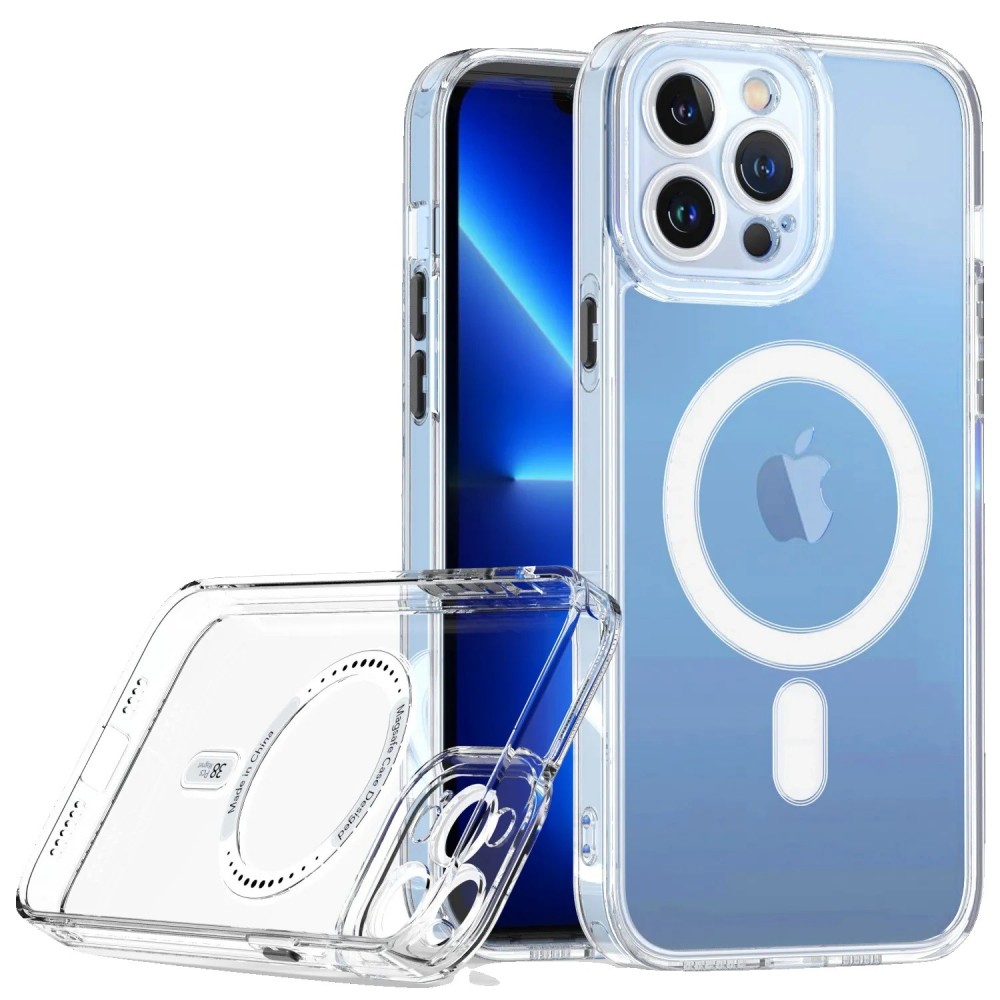 Acrylic two-in-one fine hole magnetic shell protectie camera pentru IP 14 PRO  Transparenta