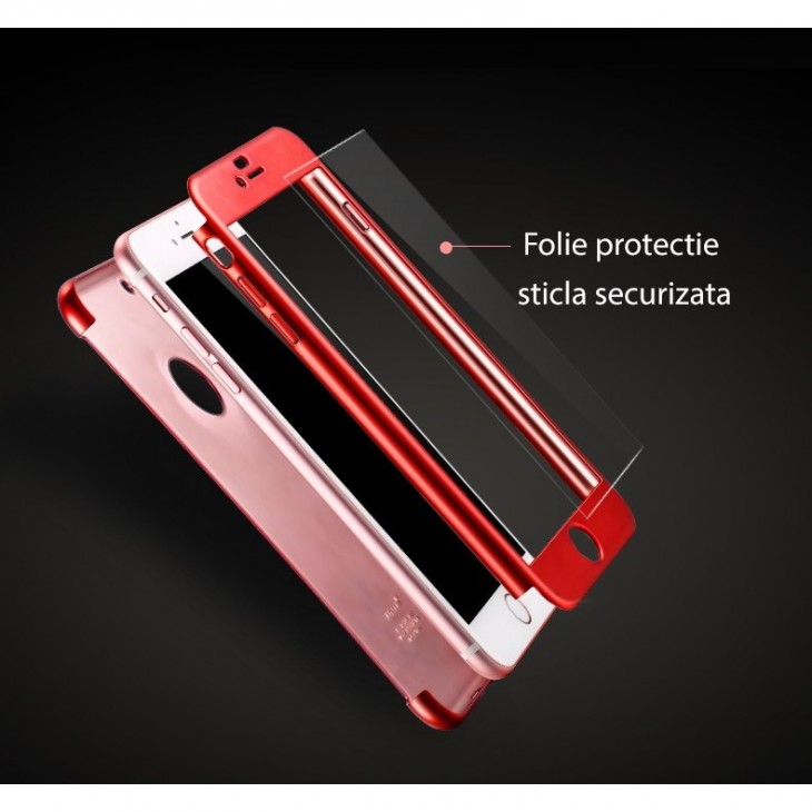 Husa Apple iPhone 6/6S 6 Joyroom (Fata + Spate) Rosu + Folie de protectie