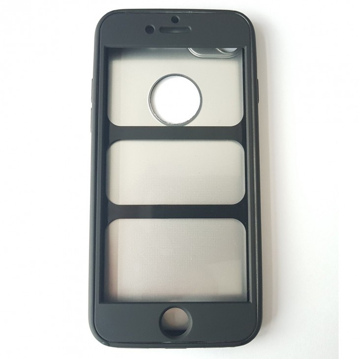 Husa Apple iPhone 8 Plus Full Silicone 360 Negru + Folie de protectie