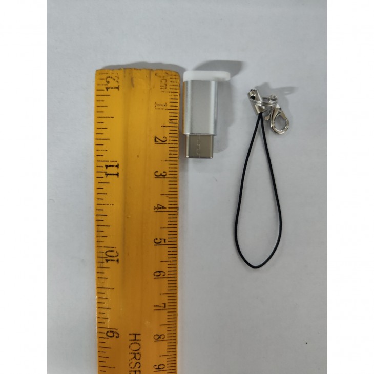 Adaptor micro USB (mama) to Type-C(tata) cu Agatatoare Breloc inclusa, Argintiu, Flippy