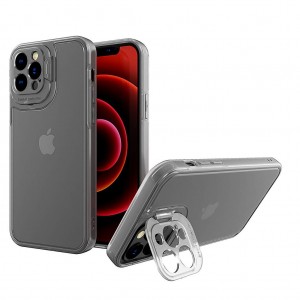 Husa de protectie pentru Apple iPhone 14, Flippy, Bracket series cu suport si protectie pentru camera, Transparent