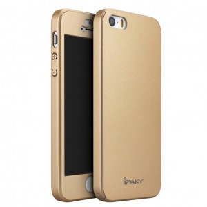 Husa Apple iPhone 6/6S Plus IPAKY Full Cover 360 Auriu + Folie Cadou