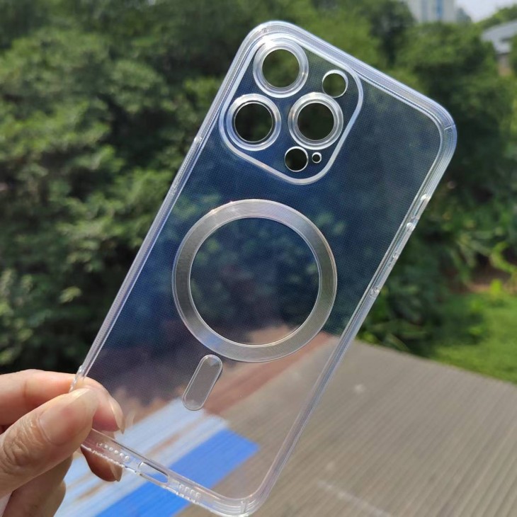 Acrylic two-in-one fine hole magnetic shell protectie camera pentru IP 14 Transparenta