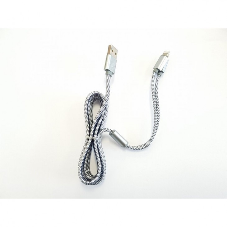 Cablu date Fineblue F-U5 metalic 1 Micro + 1 Lightning Argintiu