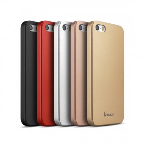 Husa Apple iPhone 5/5S/SE IPAKY Full Cover 360 Auriu cu Folie Cadou