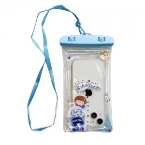 Husa subacvatica Glitter Kids Waterproof Flippy, Snowproof, Universala, cu Snur, pentru telefon sau documente, Tea Girl, Albastru