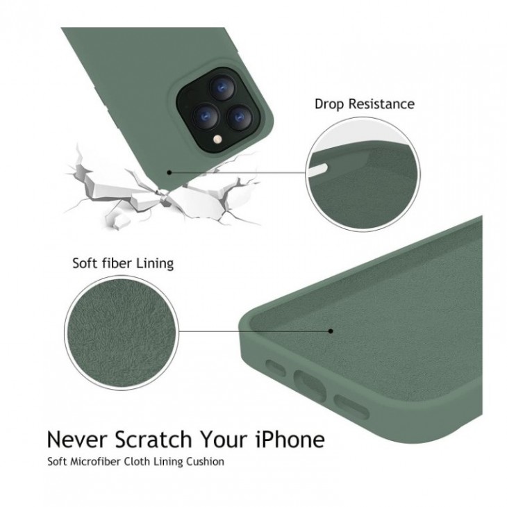 Husa pentru Apple iPhone 14 Pro Flippy, Liquid Silicone, cu Microfibra pe interior, Protectie Antisoc, Dark Green, Verde inchis