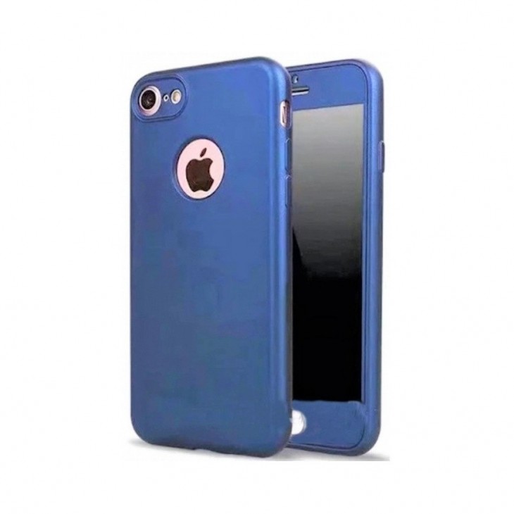 Husa Apple iPhone 6 Plus Full Silicone 360 Albastru + Folie de protectie