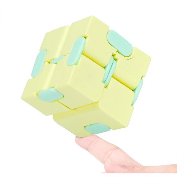 Cub antistres, Fidget Toy, Infinity Magic Cube, Galben/Albastru, 4x4x4 cm