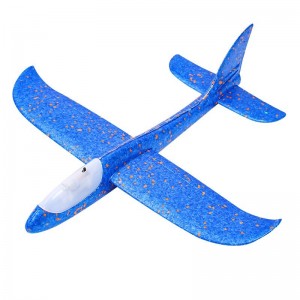 Avion planor din polistiren in punga , lungime 47 cm , cu limini, Albastru , Flippy