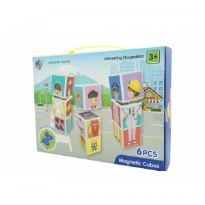 Set inteligent de cuburi magnetice pentru copii, 6 piese, cutie depozitare, puzzle joburi, +3 ani, multicolor