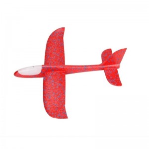 Avion planor din polistiren in punga , lungime 47 cm, cu limini pe toata lungimea, Rosu , Flippy