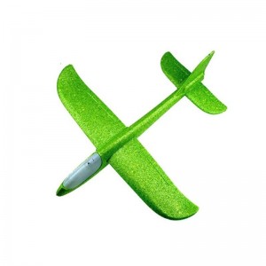 Avion planor din polistiren in punga , lungime 47 cm , cu lumina, Verde , Flippy