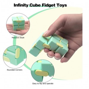 Cub antistres, Fidget Toy, Infinity Magic Cube, Verde/Galben, 4x4x4 cm