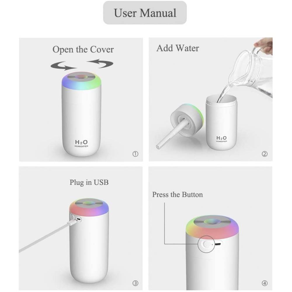 Umidificator H2O cu difuzor de aroma ,diverse culori Umidificator H2O cu difuzor de aroma ,diverse culori