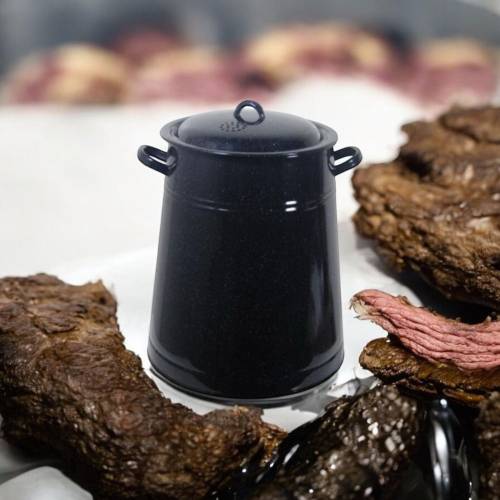 Garnita emailata neagra/bidon untura 20 L Garnita emailata neagra/bidon untura 20 L