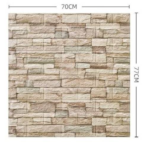 Tapet 3D autoadeziv, 70x77cm, imitatie caramida, Bej, 10buc/set