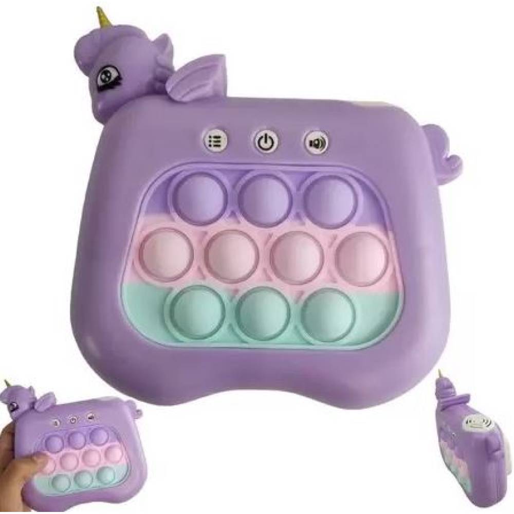 Consola, Joc Interactiv Pop It, Pentru copii, Model Unicorn, Mov Consola, Joc Interactiv Pop It, Pentru copii, Model Unicorn, Mov