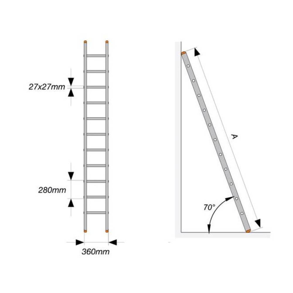 Scara aluminiu (rezistenta) 1 x 8 trepte Scara aluminiu (rezistenta) 1 x 8 trepte