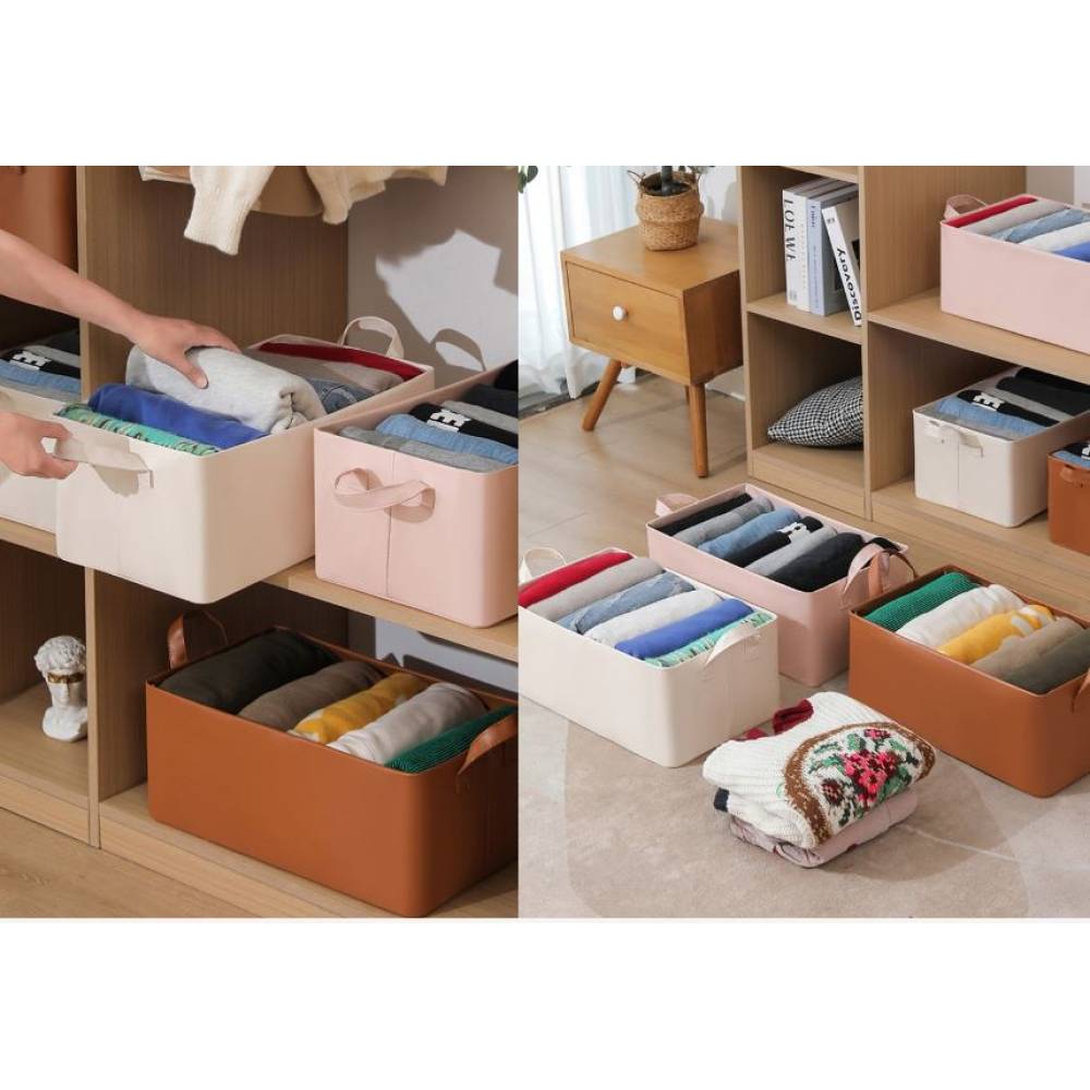 Cutie depozitare 26 litri pliabila, piele ecologica roz Cutie depozitare 26 litri pliabila, piele ecologica roz