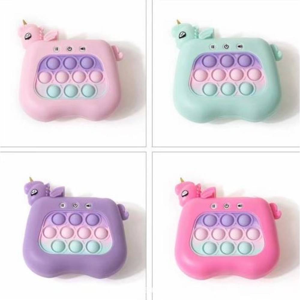 Consola, Joc Interactiv Pop It, Pentru copii, Model Unicorn, Mov Consola, Joc Interactiv Pop It, Pentru copii, Model Unicorn, Mov