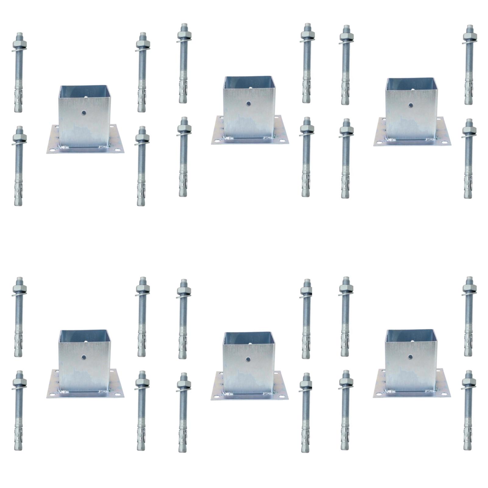 Suport fixare stalp 150x150mm, tip pahar x 6buc + Conexpand cu camasa tip M10x80mm (24buc)
